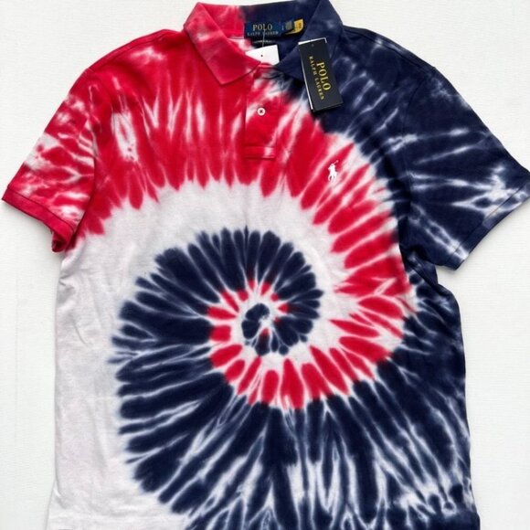 Polo Ralph Lauren Tie Dye Shirt Blue Fuchia White